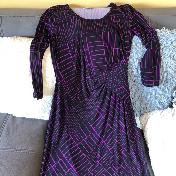 CALVIN KLEIN Black and Purple Dress Size 10 - Picture 5 of 7